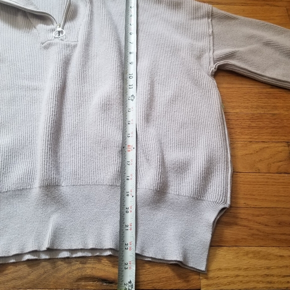 Womens Ribbed Gray Slouchy Relaxed Pullover Quarter Zip Sweater Med - Picture 11 of 11